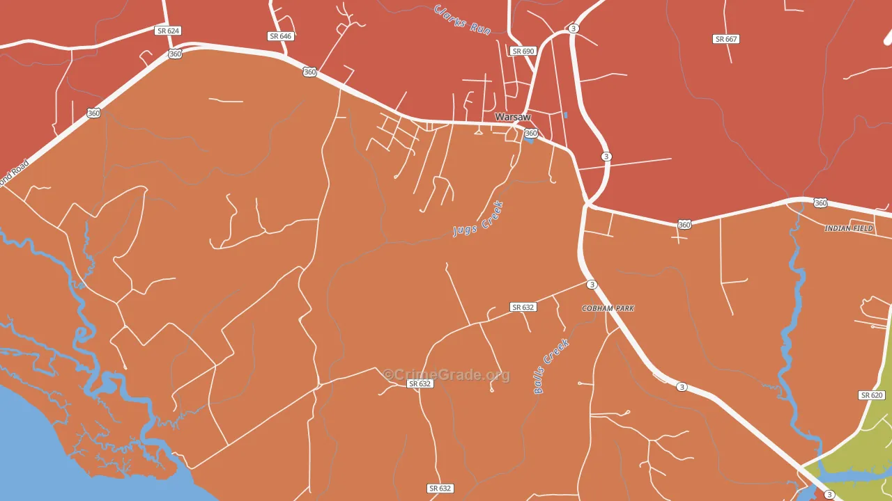 Nomini Grove, VA Map of Burglary Rates