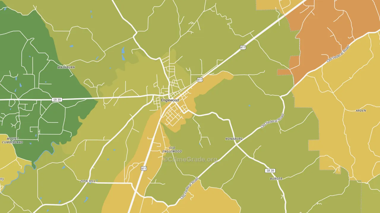Nonaburg, TN Map of Burglary Rates