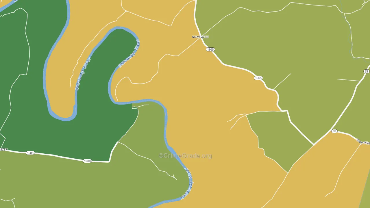 Nonesuch, KY Map of Burglary Rates