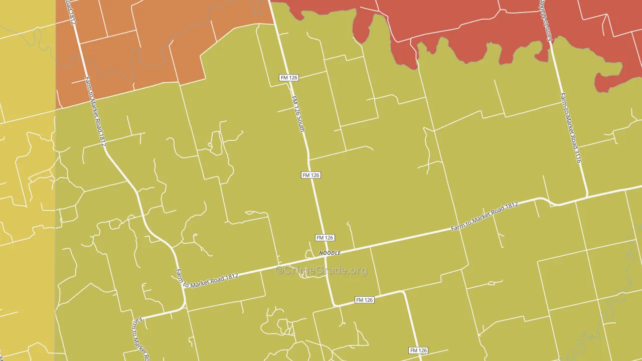 Noodle, TX Map of Burglary Rates