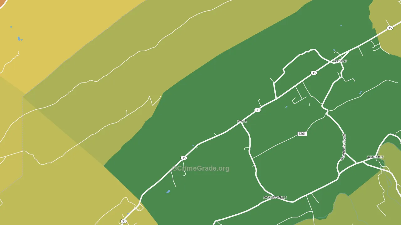 Nook, PA Map of Burglary Rates