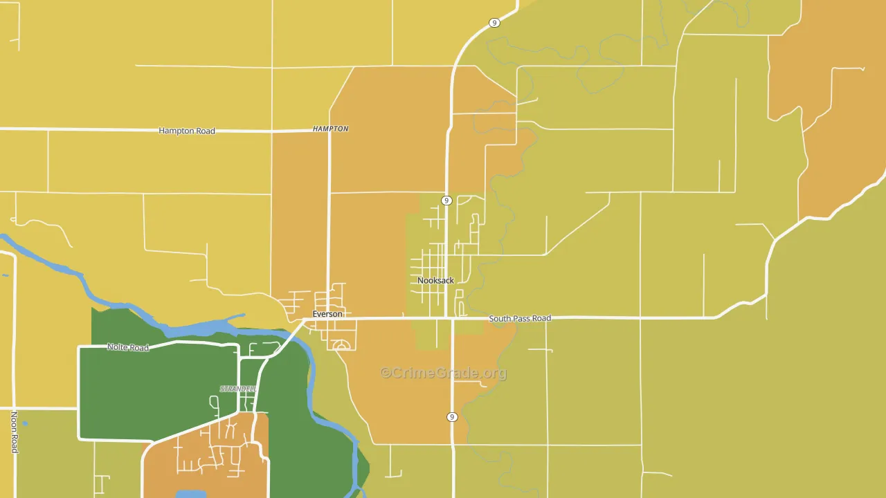 Nooksack, WA Map of Burglary Rates