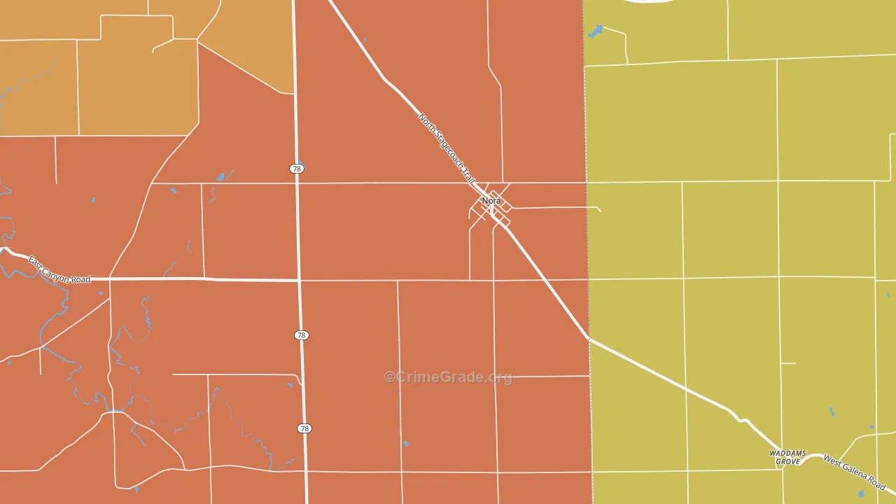 Nora, IL Map of Burglary Rates