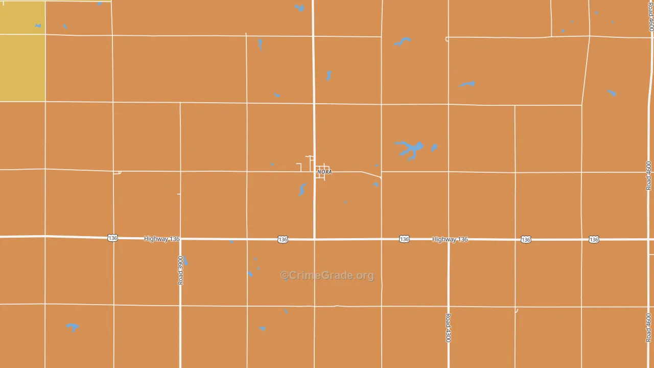 Nora, NE Map of Burglary Rates