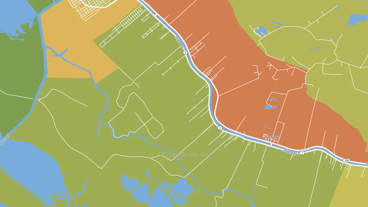 Norah, LA Map of Burglary Rates