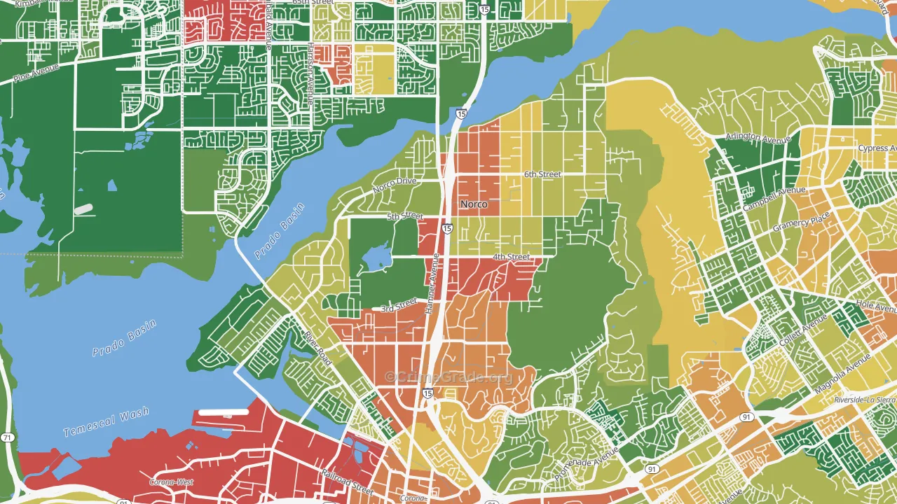 Norco, CA Map of Burglary Rates