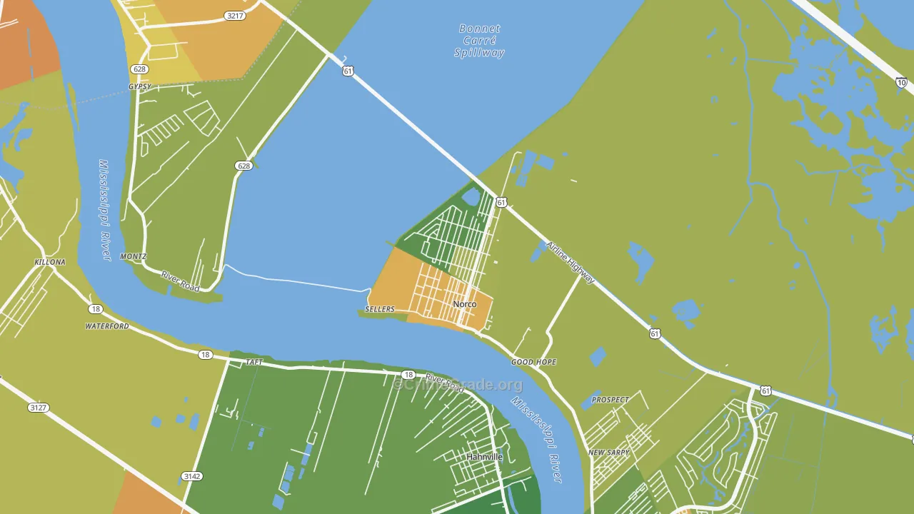 Norco, LA Map of Burglary Rates