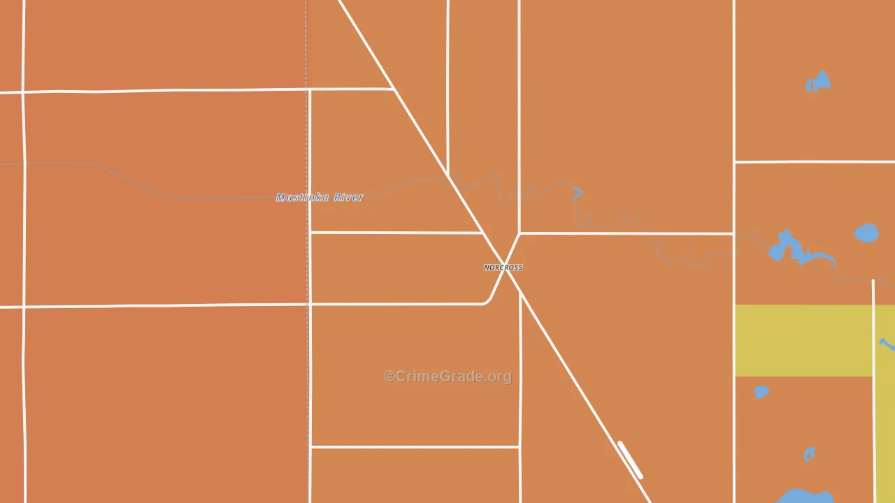 Norcross, MN Map of Burglary Rates