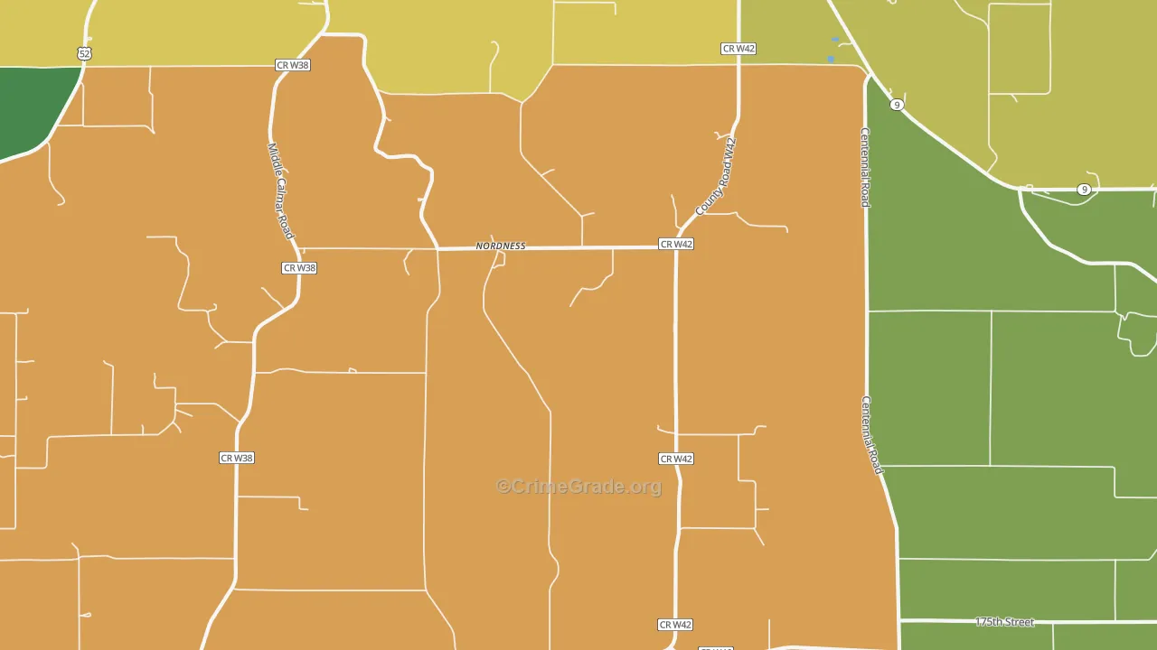 Nordness, IA Map of Burglary Rates
