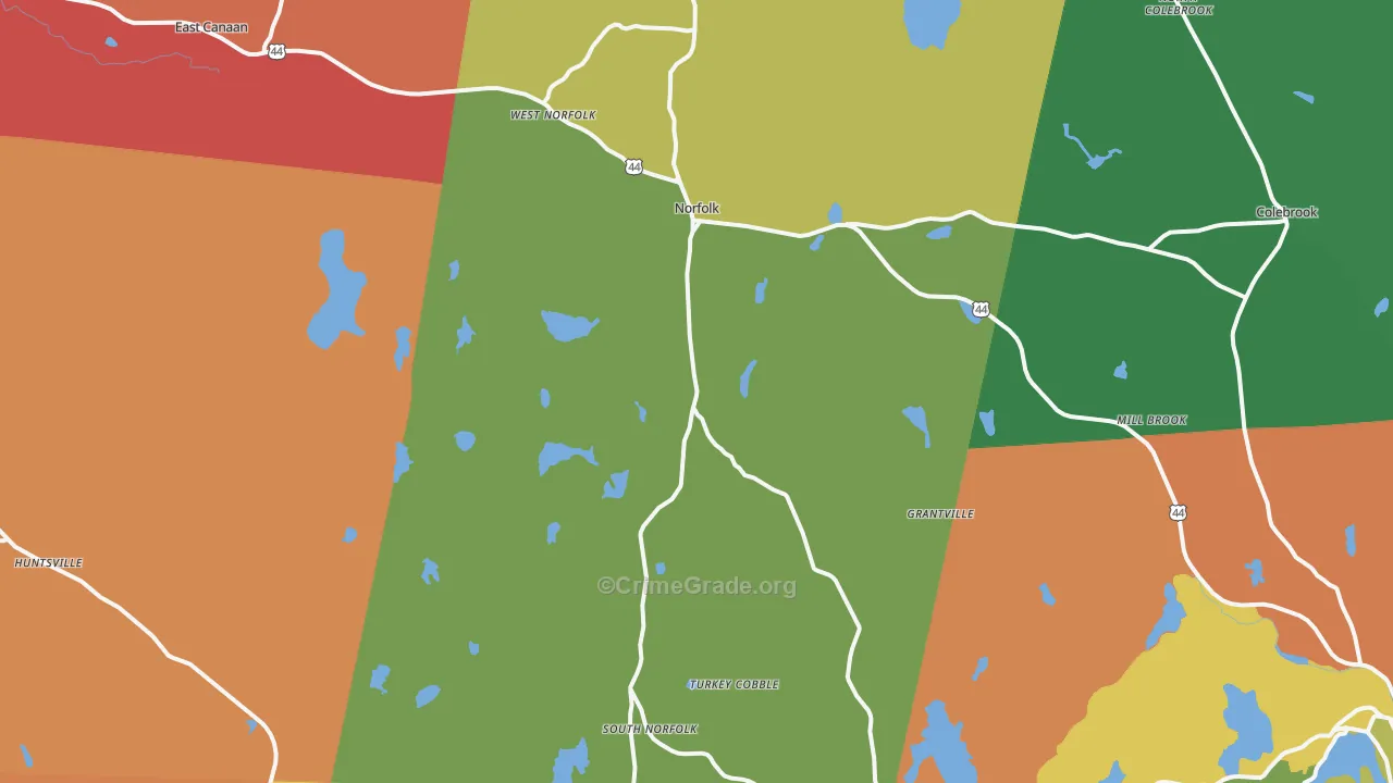 Norfolk, CT Map of Burglary Rates