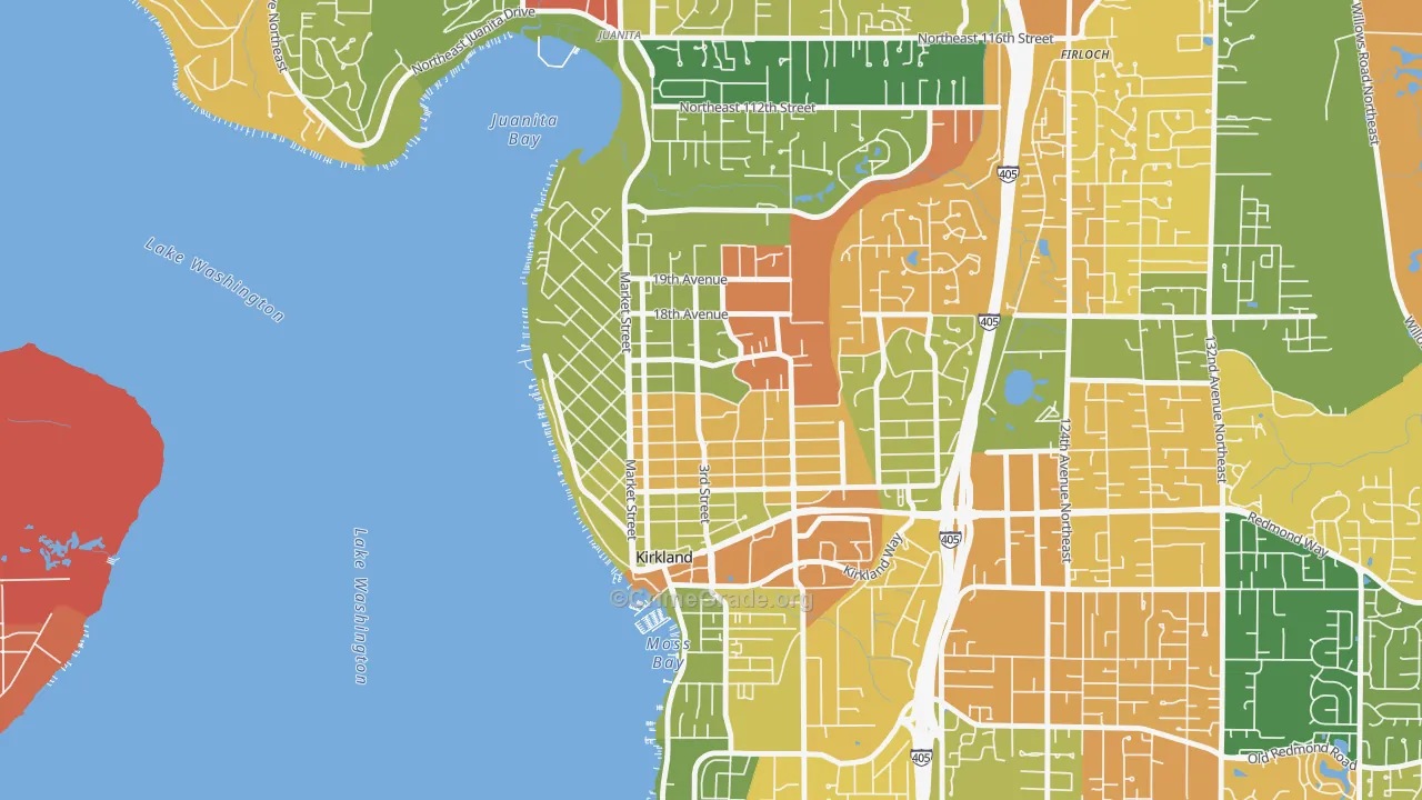 Norkirk, Kirkland, WA Map of Burglary Rates