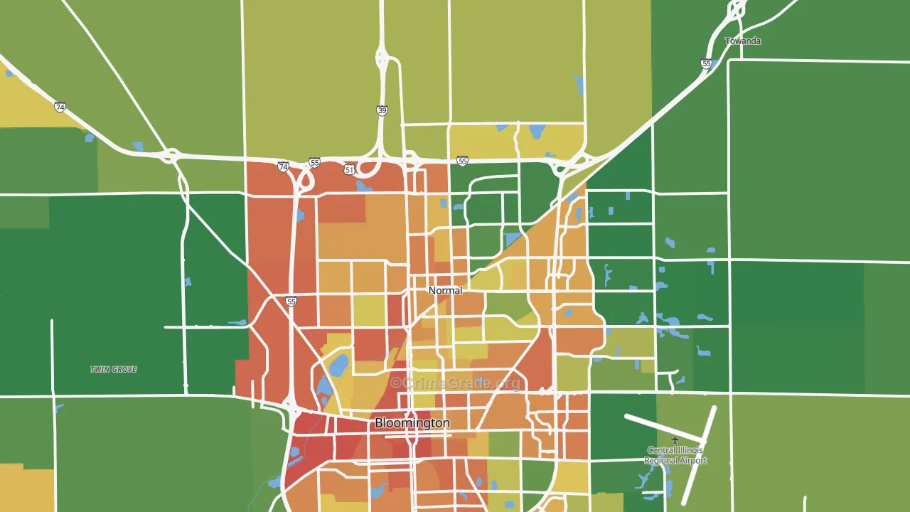 Normal, IL Map of Burglary Rates