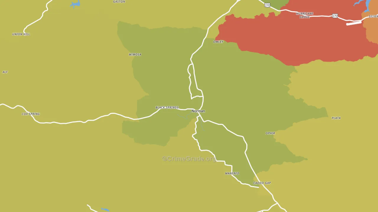 Norman, AR Map of Burglary Rates