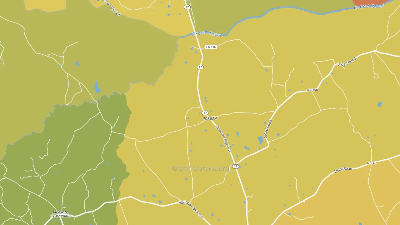 Norman, GA Map of Burglary Rates
