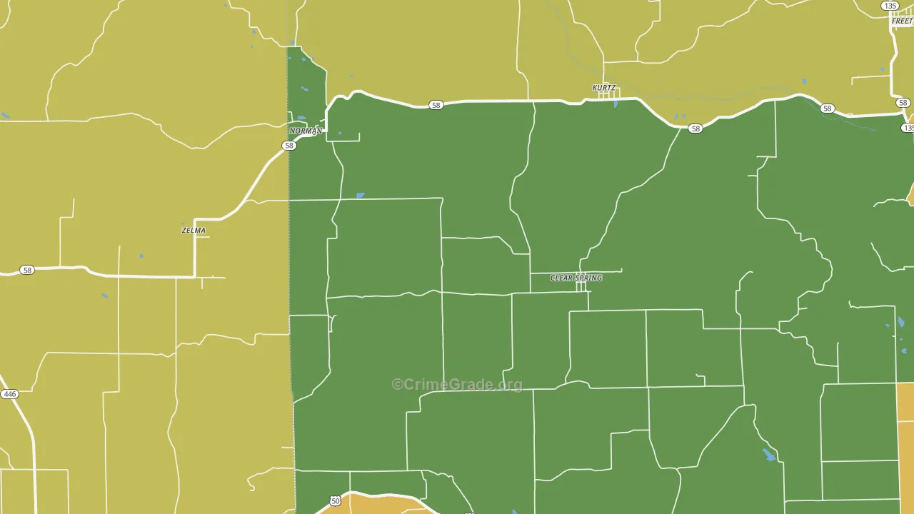 Norman, IN Map of Burglary Rates