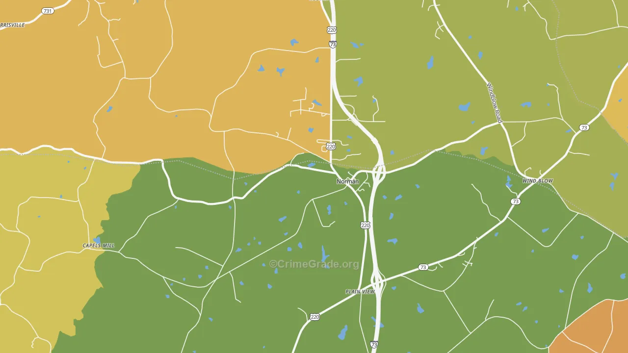 Norman, NC Map of Burglary Rates