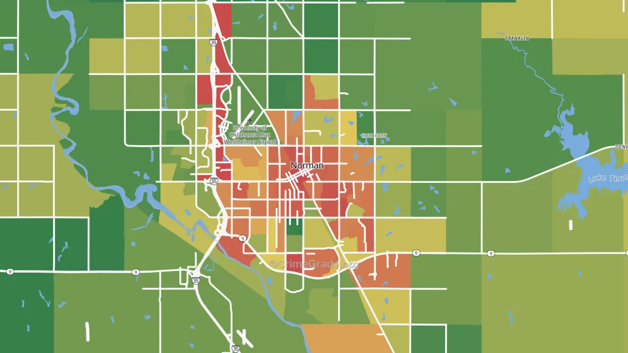 Norman, OK Map of Burglary Rates