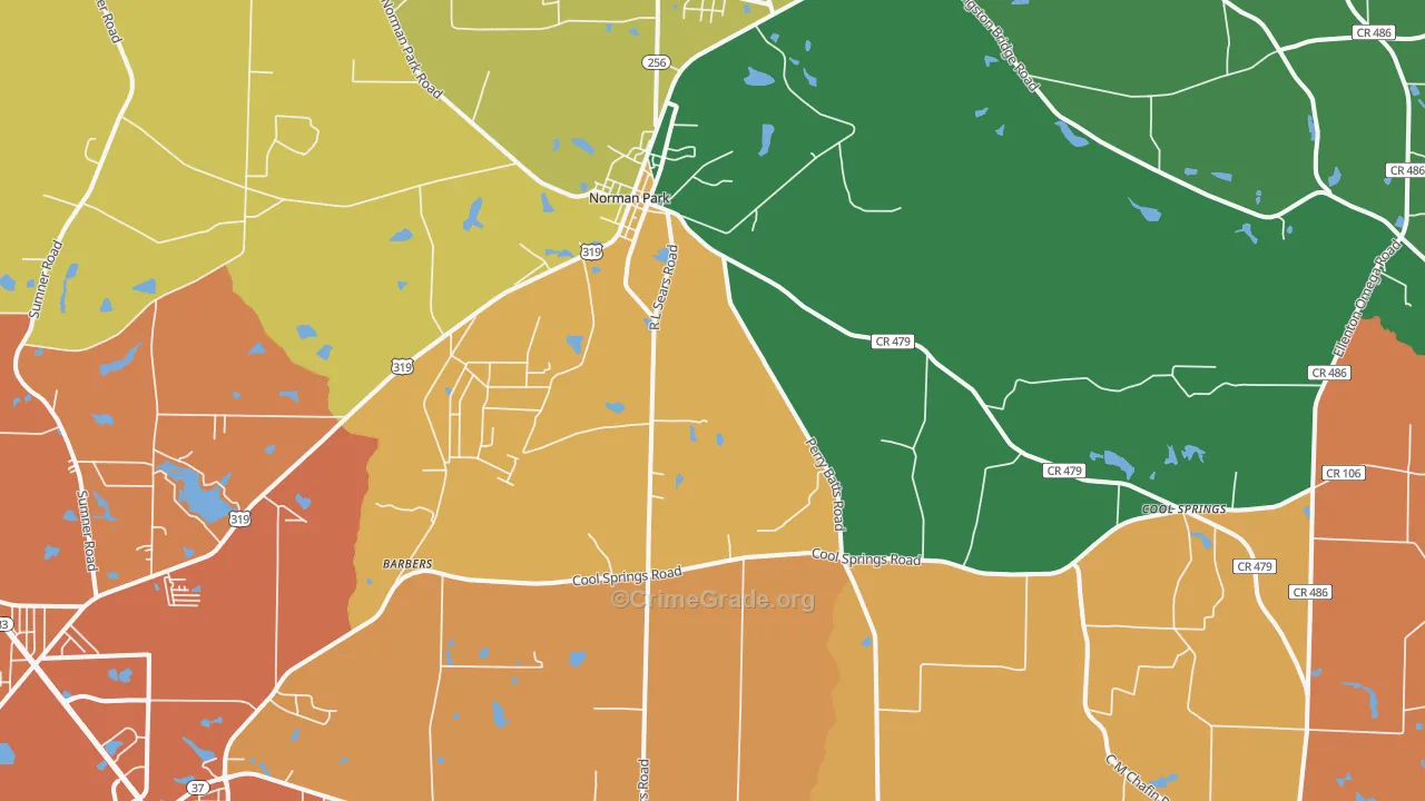 Norman Park, GA Map of Burglary Rates
