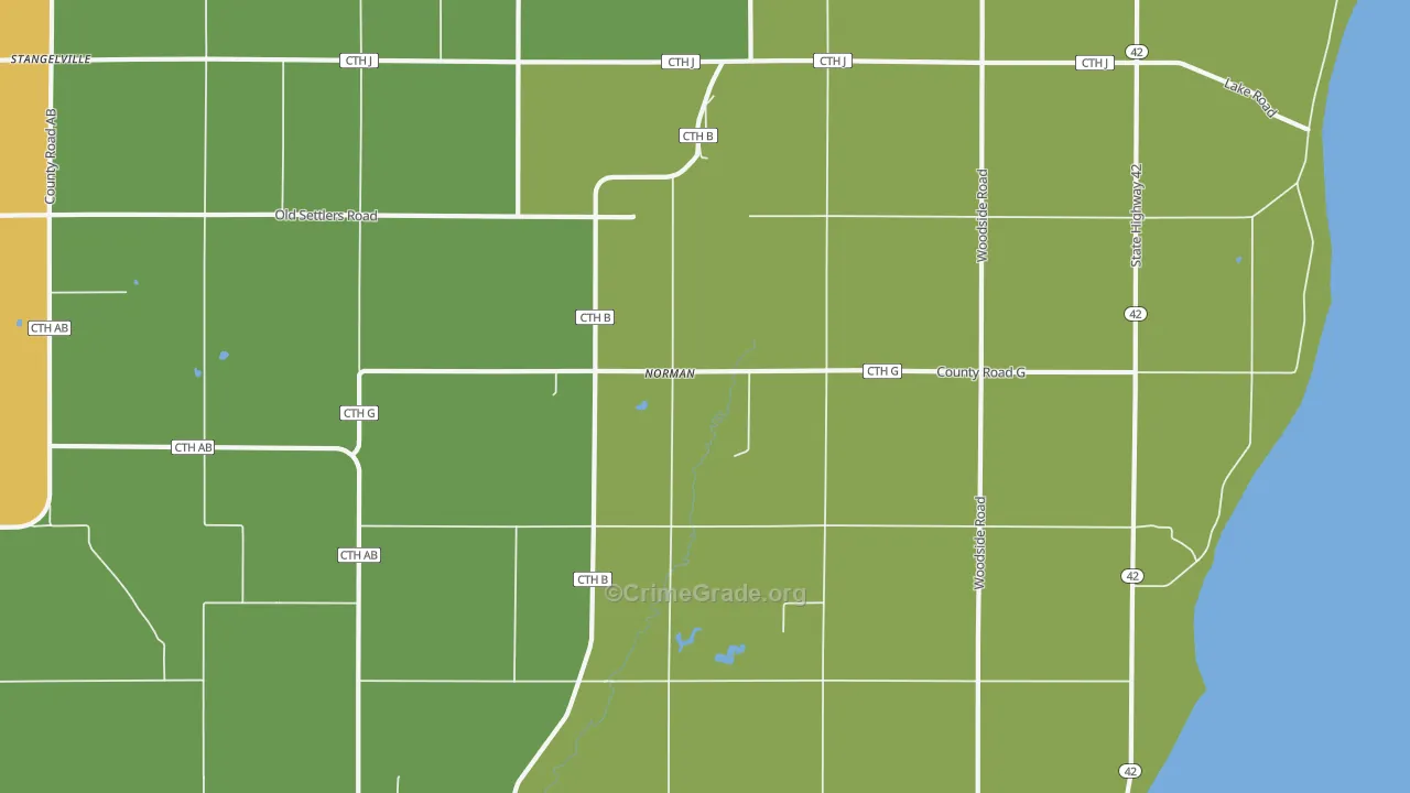Norman, WI Map of Burglary Rates