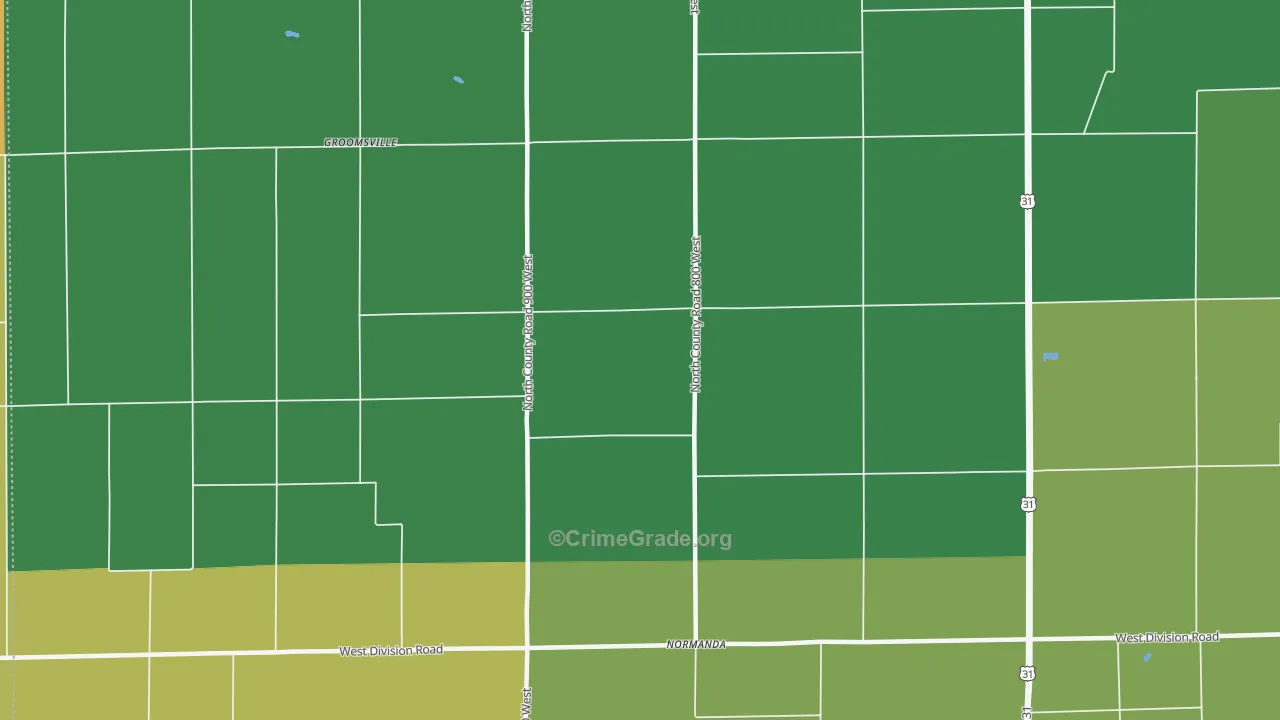 Normanda, IN Map of Burglary Rates