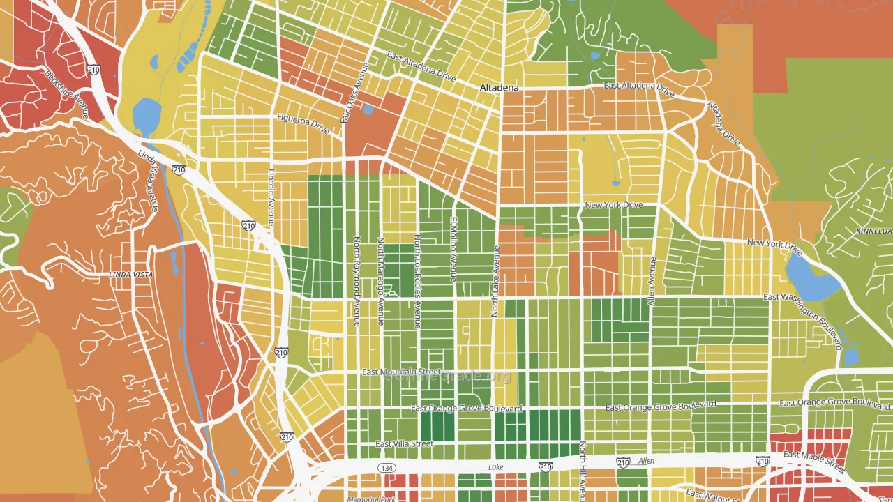 Normandie Heights, Pasadena, CA Map of Burglary Rates
