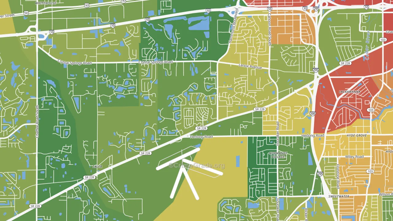 Normandy Estates, Jacksonville, FL Map of Burglary Rates