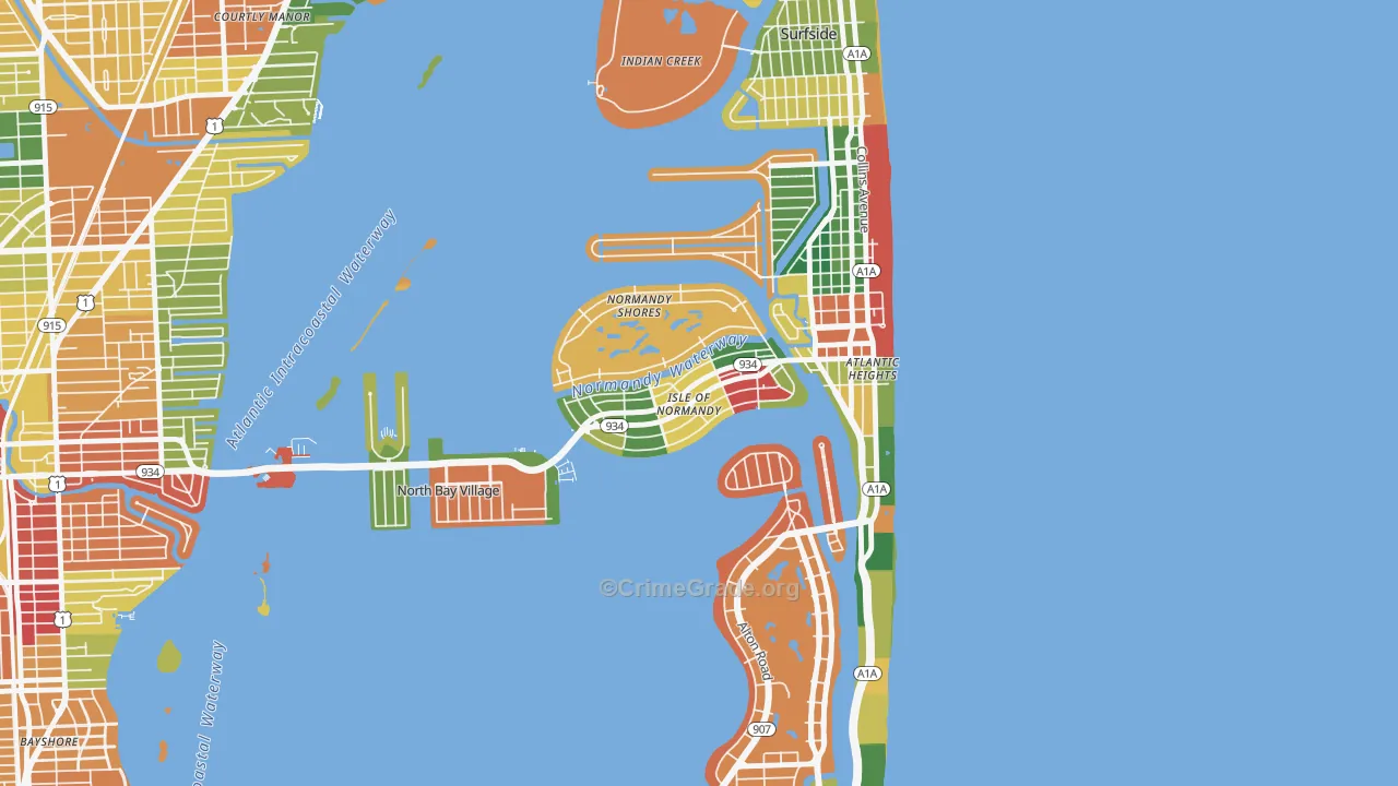 Normandy Isles, North Bay Village, FL Map of Burglary Rates