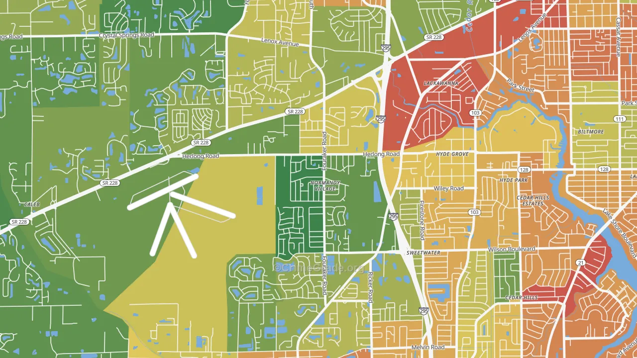 Normandy Manor, Jacksonville, FL Map of Burglary Rates