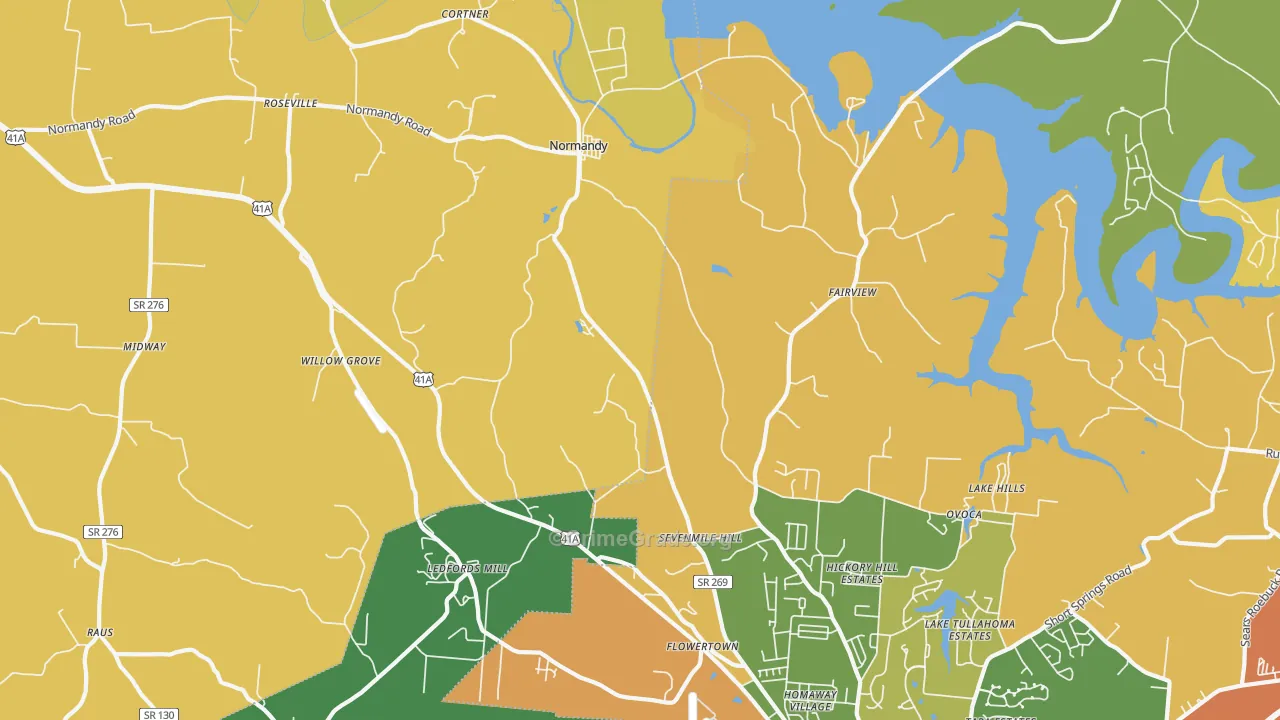 Normandy, TN Map of Burglary Rates
