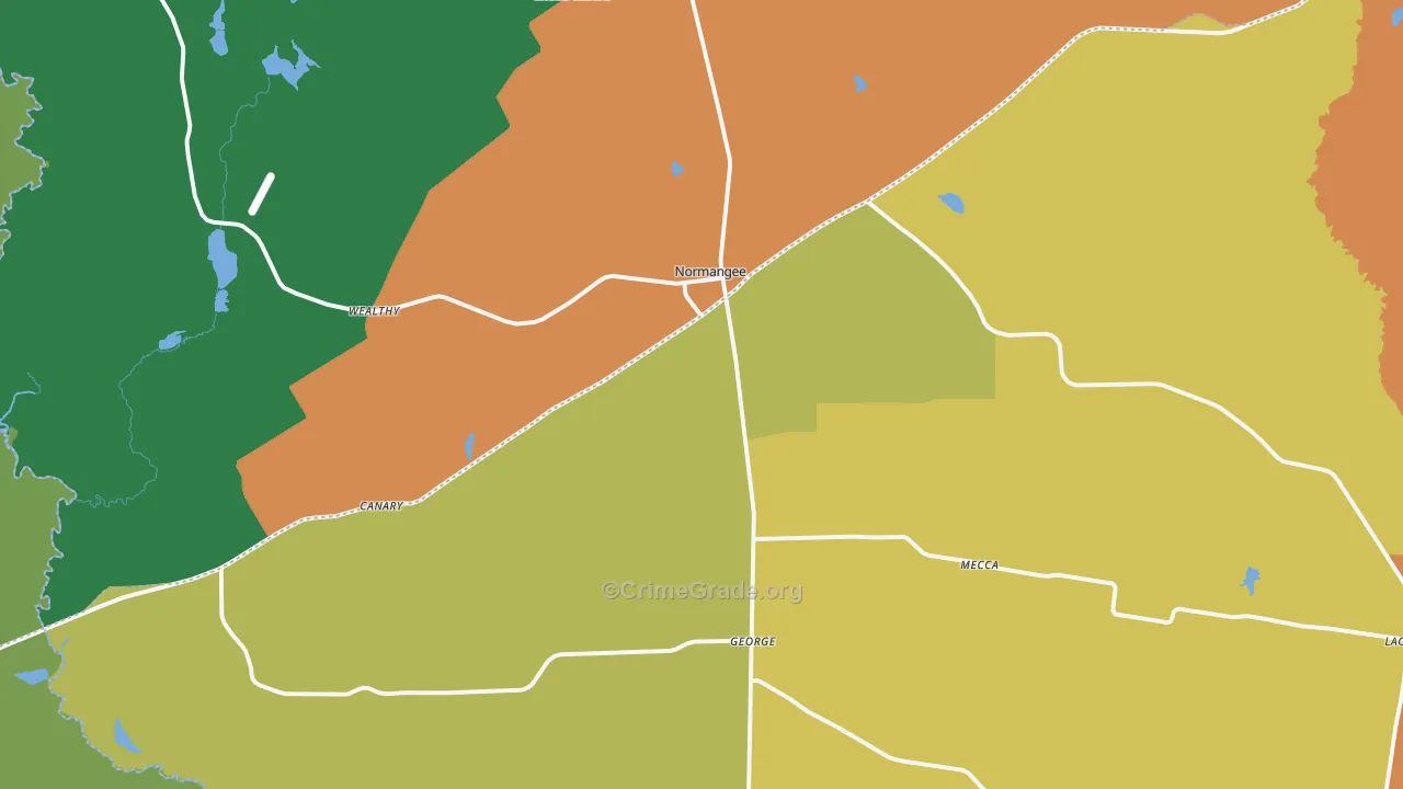 Normangee, TX Map of Burglary Rates