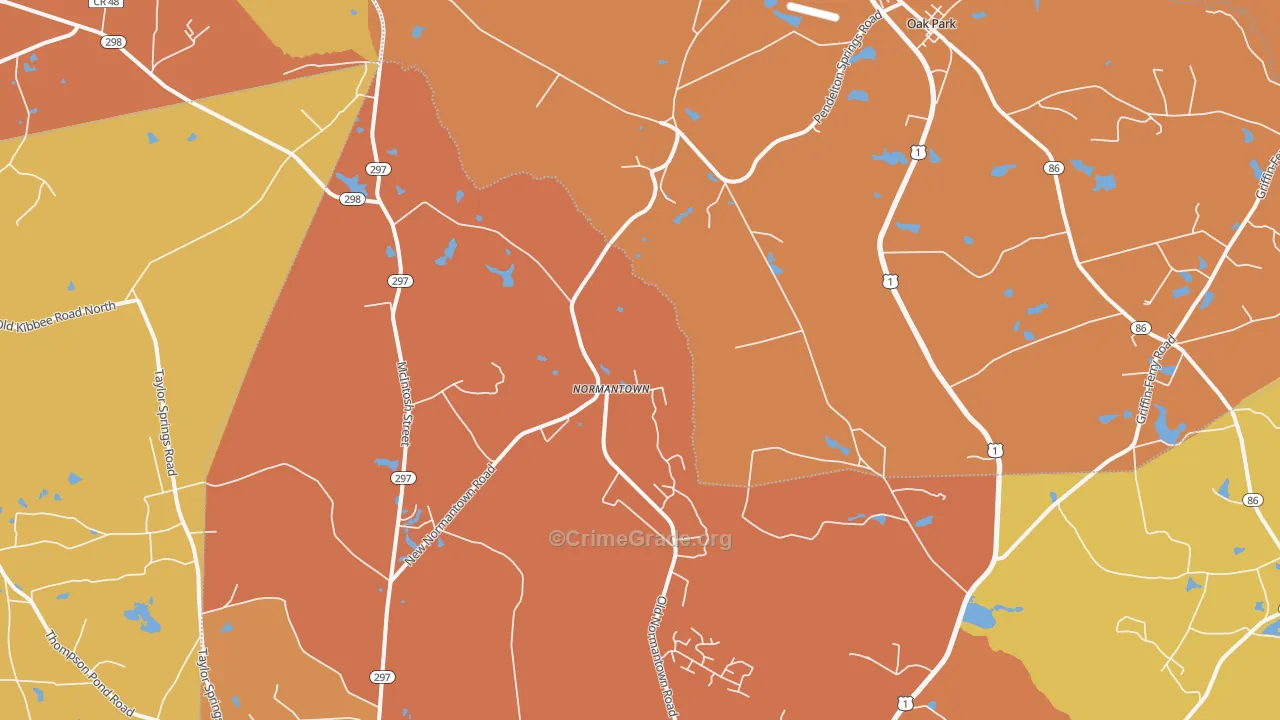 Normantown, GA Map of Burglary Rates