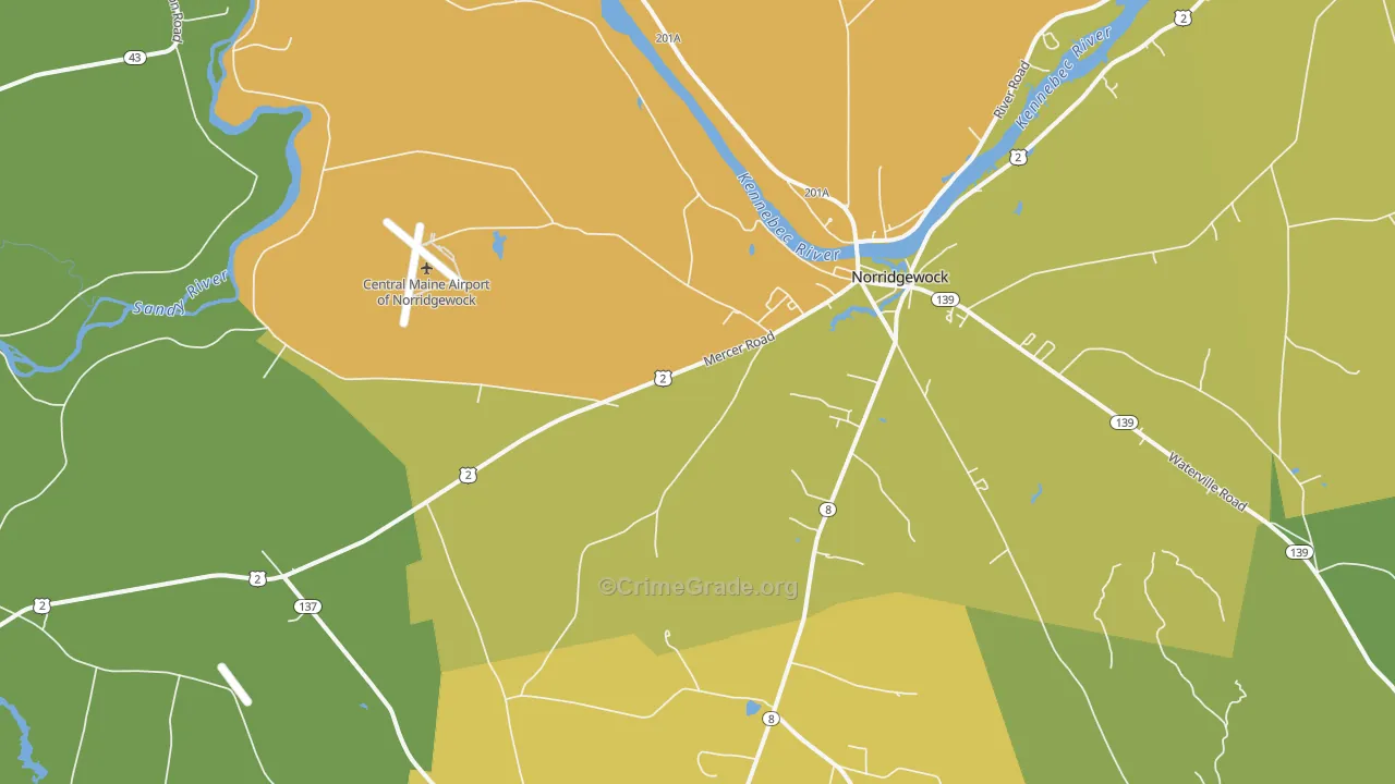 Norridgewock, ME Map of Burglary Rates
