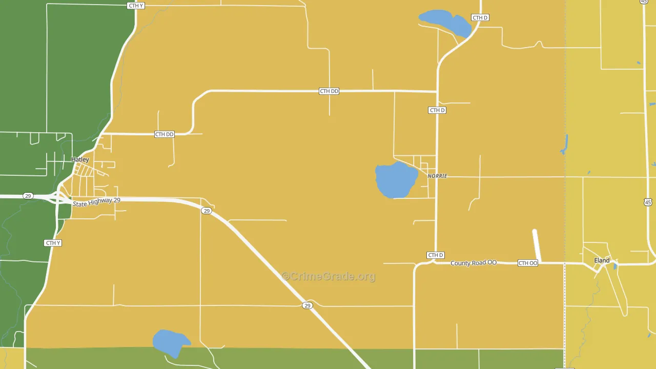 Norrie, WI Map of Burglary Rates