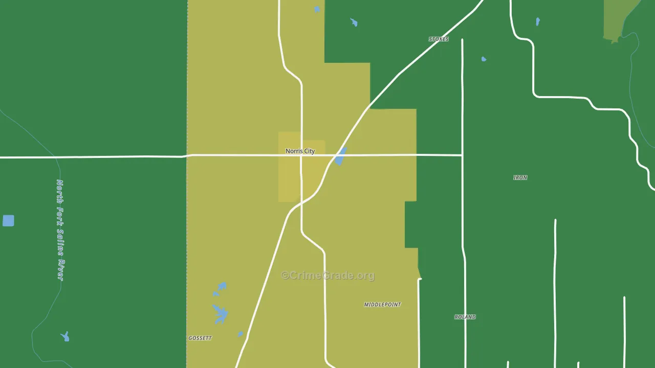 Norris City, IL Map of Burglary Rates