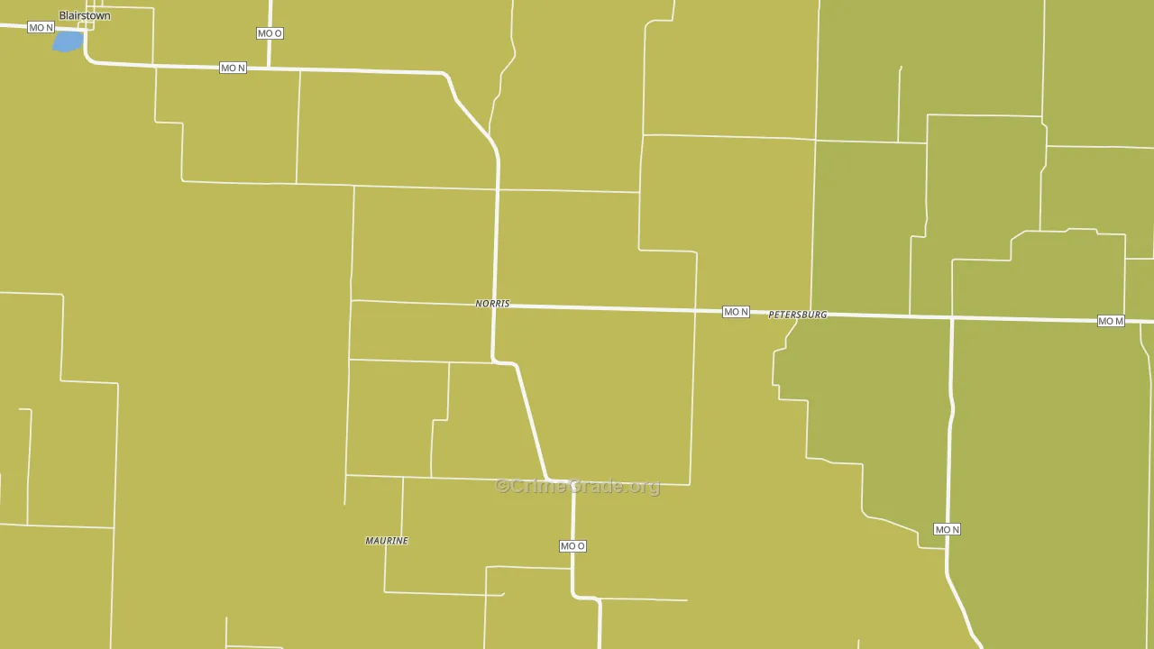Norris, MO Map of Burglary Rates