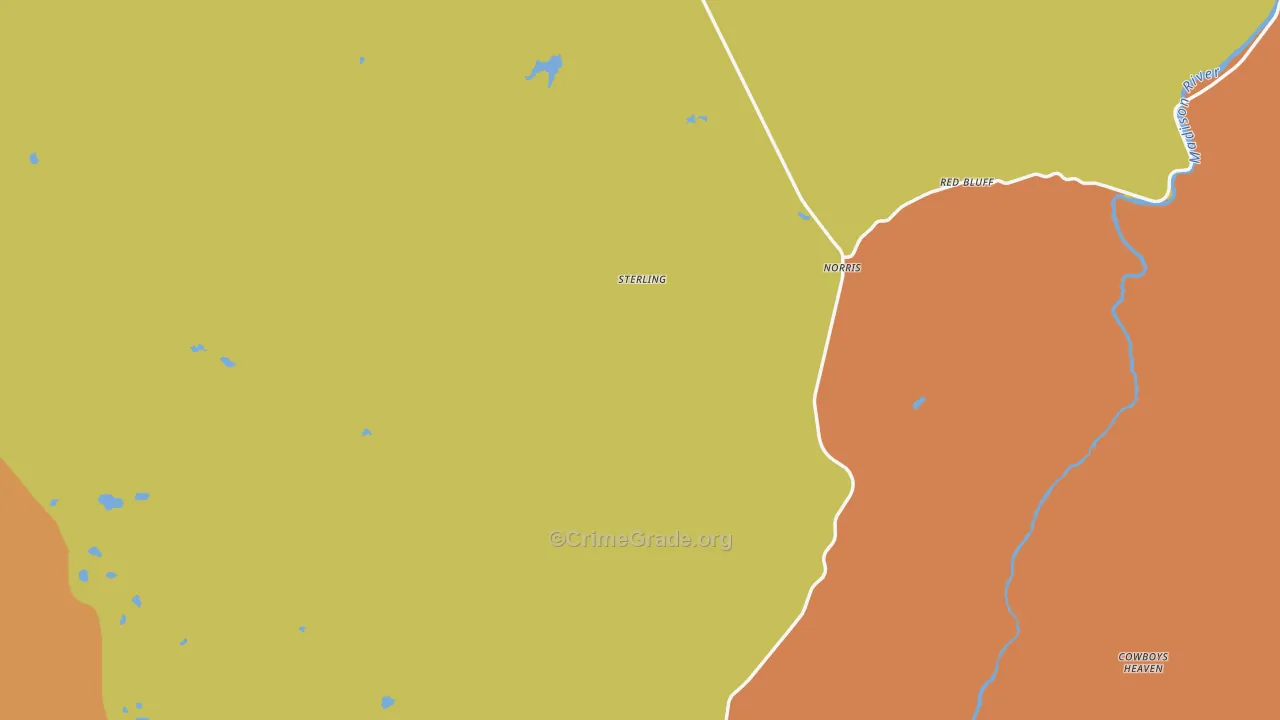 Norris, MT Map of Burglary Rates