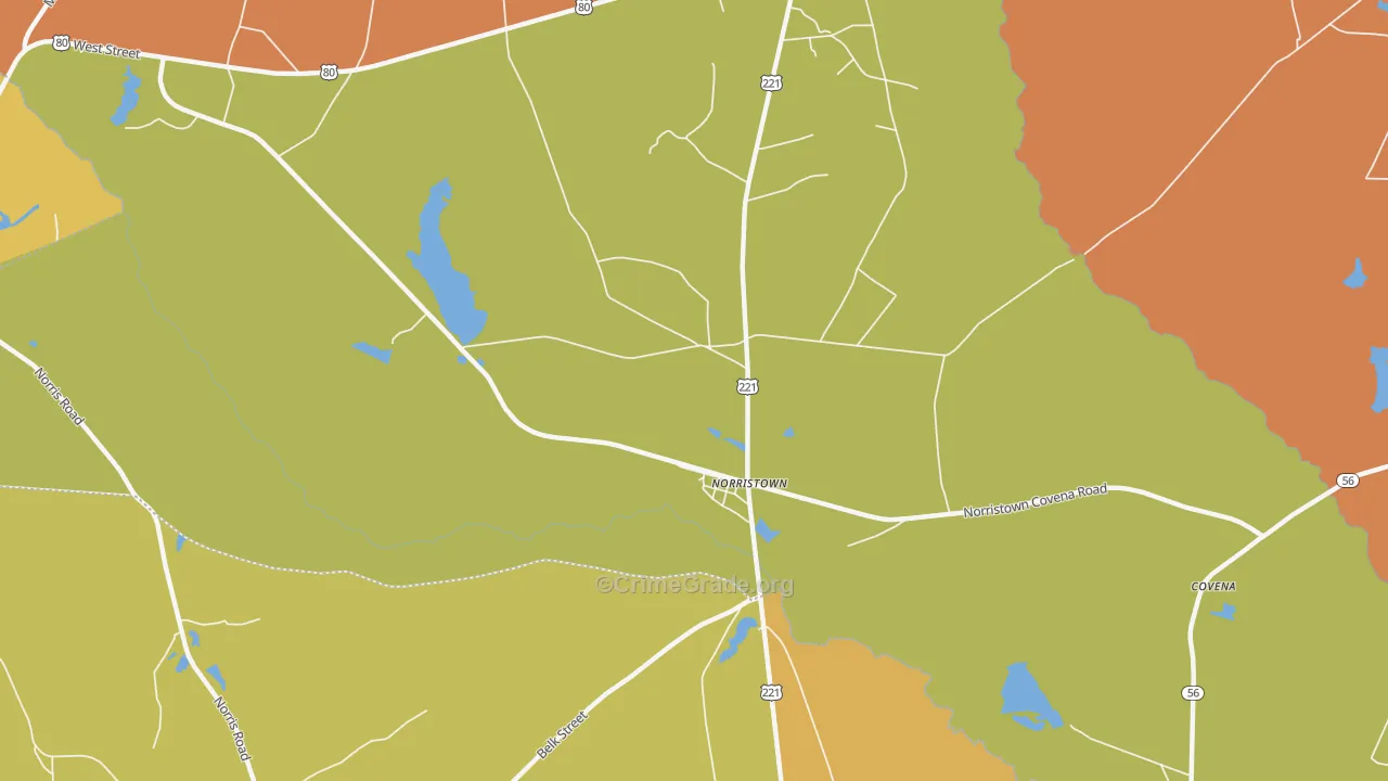Norristown, GA Map of Burglary Rates