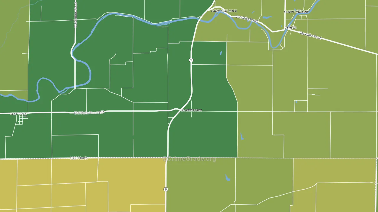 Norristown, IN Map of Burglary Rates