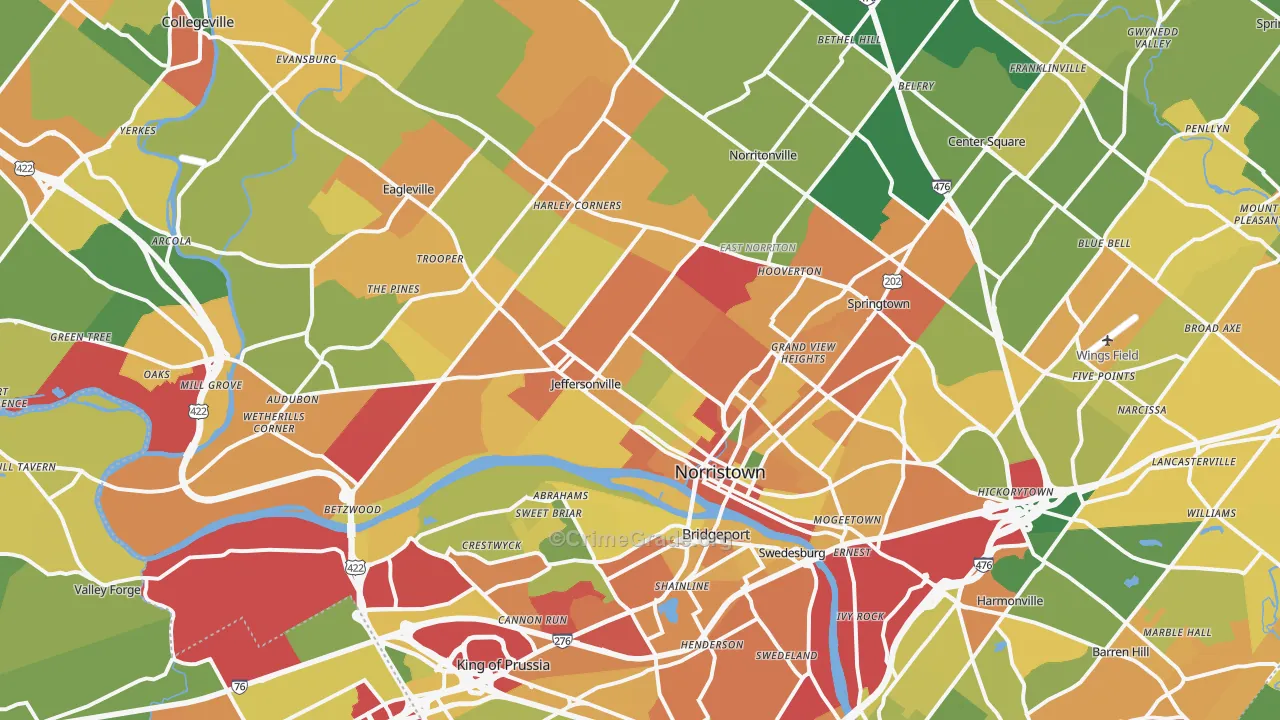 Norristown, PA Map of Burglary Rates