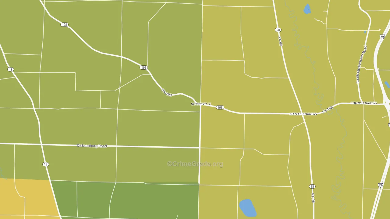 Norrisville, PA Map of Burglary Rates