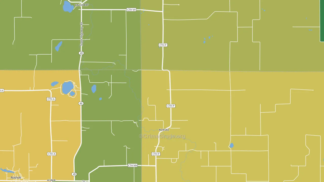 Norske, WI Map of Burglary Rates
