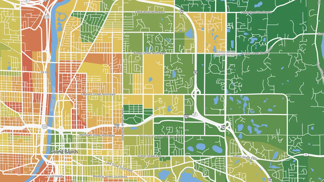 Norteast Citizens Action, Grand Rapids, MI Map of Burglary Rates