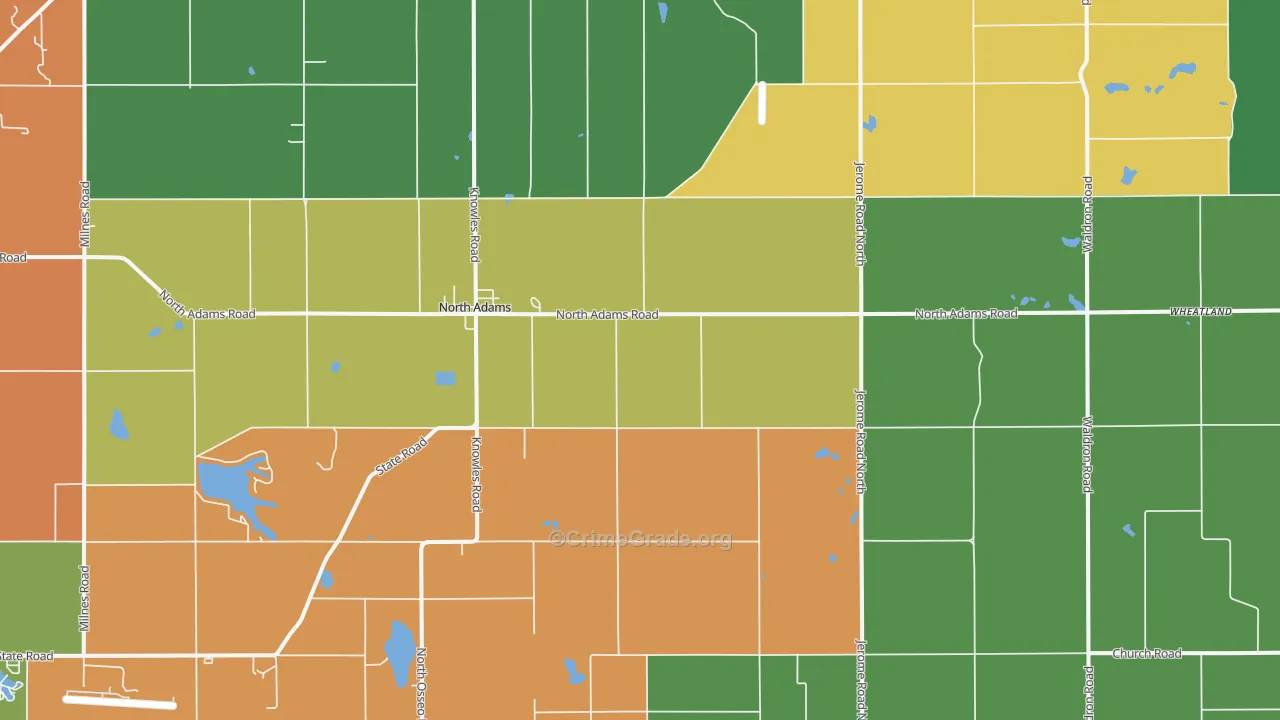 North Adams, MI Map of Burglary Rates