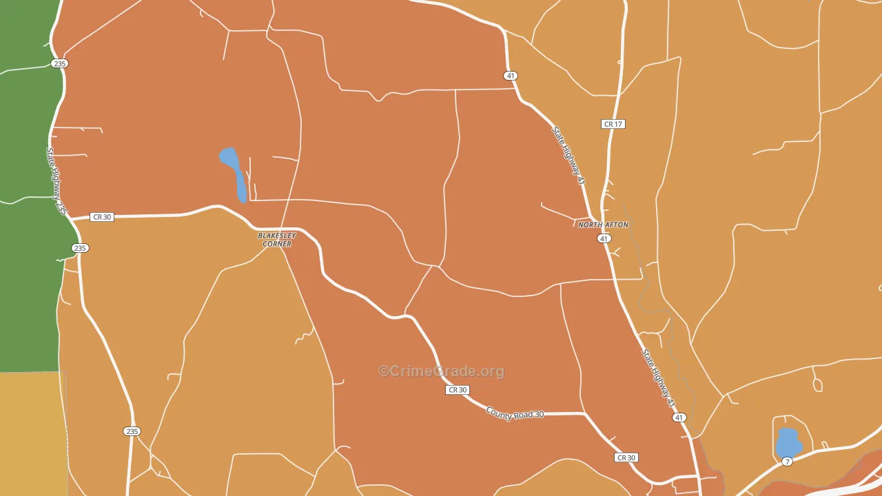 North Afton, NY Map of Burglary Rates