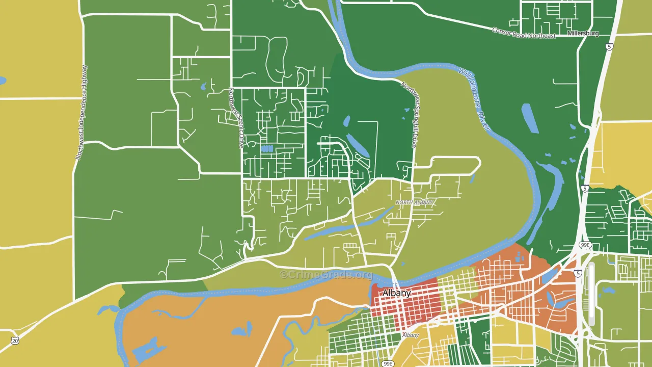 North Albany, Albany, OR Map of Burglary Rates