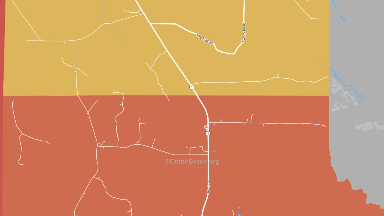 North Amity, ME Map of Burglary Rates