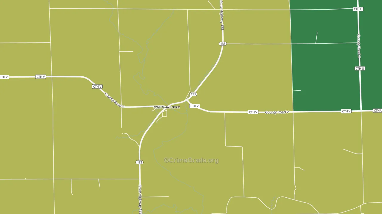 North Andover, WI Map of Burglary Rates