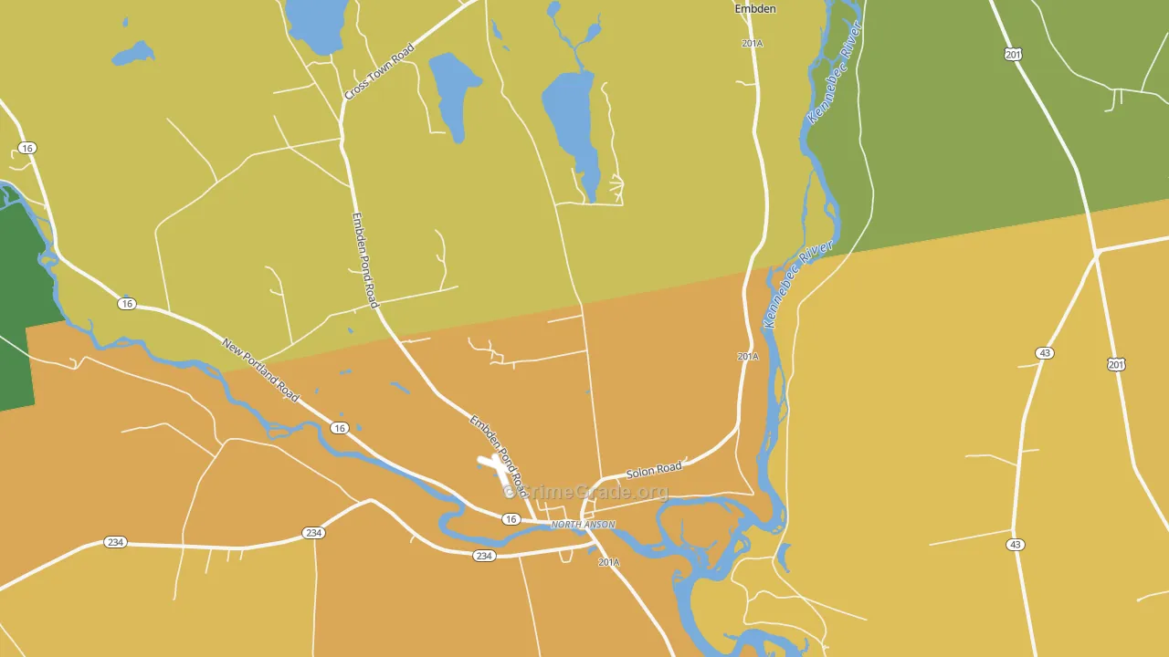North Anson, ME Map of Burglary Rates