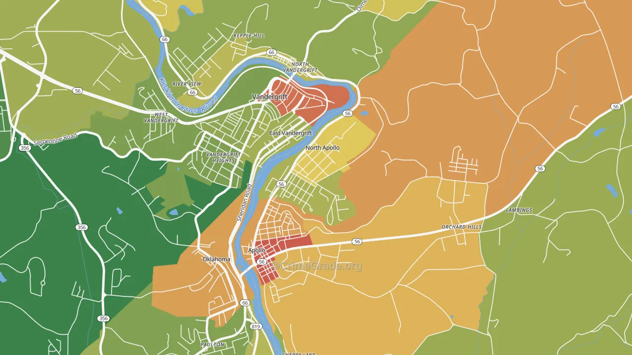 North Apollo, PA Map of Burglary Rates