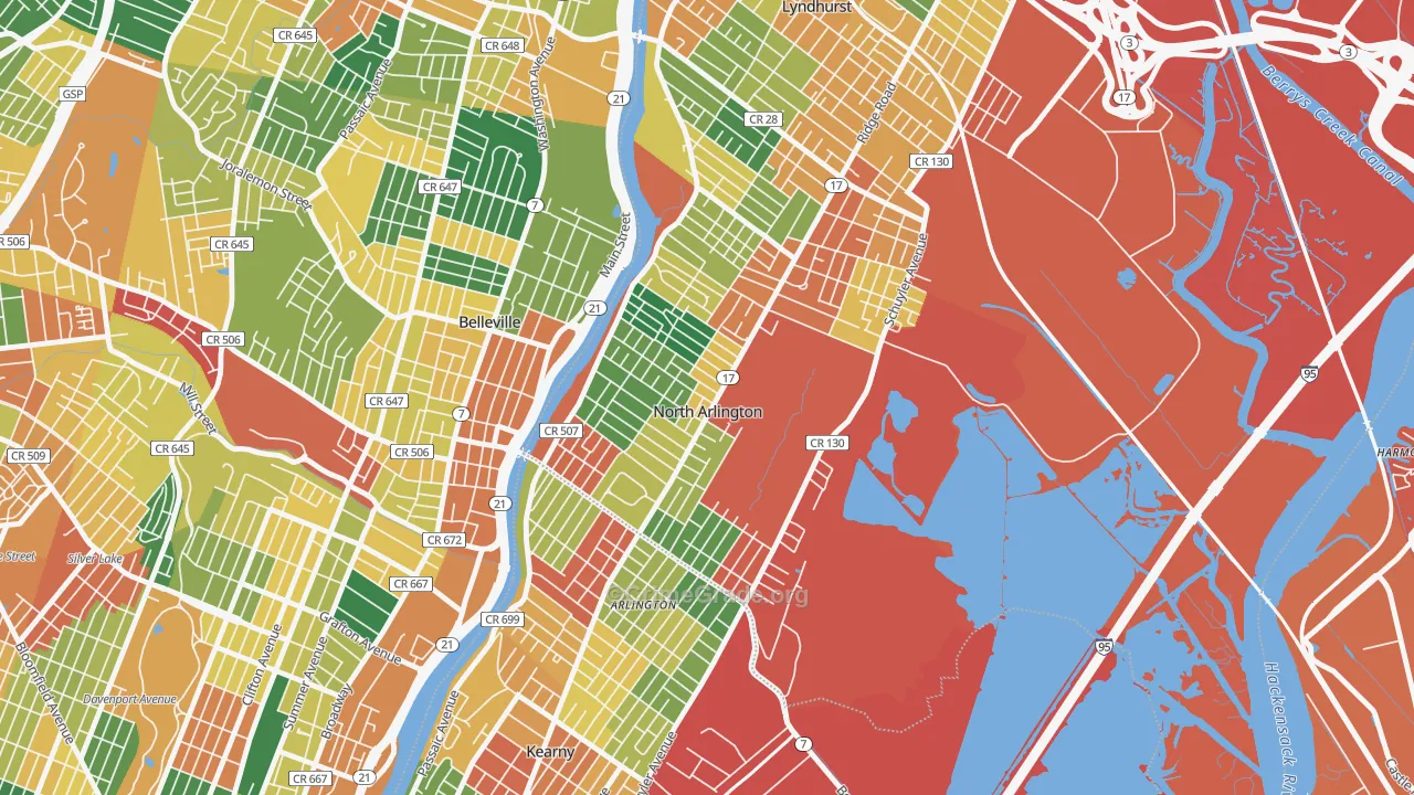 North Arlington, NJ Map of Burglary Rates